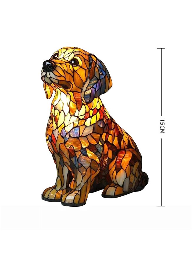 LAMAY Dog Series Art Night Light, Corgi Lamp, Stained Resin Tabletop Night Light, Cute Pet Dog Themed LED Table Lamp, Vintage Animal Home Decor - Image 2